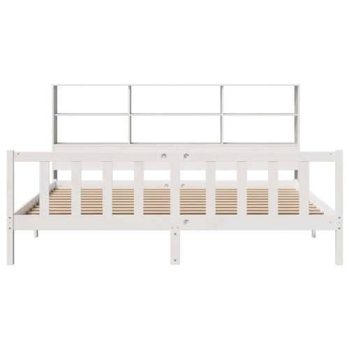 Krevet s regalom z knjige bez madraca bijeli 180x200cm borovina - Bijela 180 x 200 cm Cijena