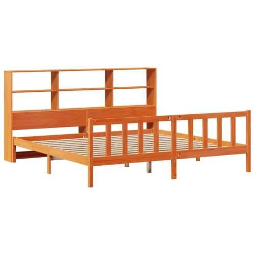 Krevet s regalom za knjige bez madraca 200x200 cm od borovine - Voštano smeđa 200 x 200 cm Cijena