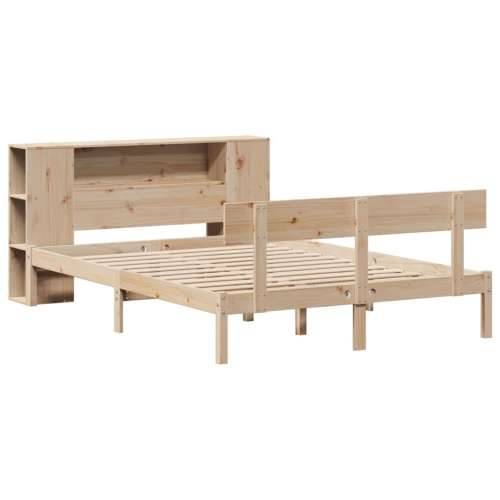 Krevet s regalom za knjige bez madraca 140x190 cm od borovine - Prirodna 140 x 190 cm Cijena
