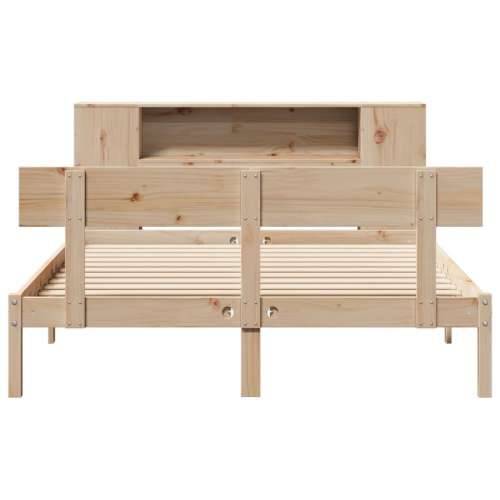 Krevet s regalom za knjige bez madraca 140x190 cm od borovine - Prirodna 140 x 190 cm Cijena