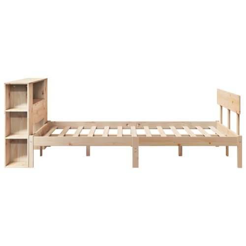 Krevet s regalom za knjige bez madraca 140x190 cm od borovine - Prirodna 140 x 190 cm Cijena