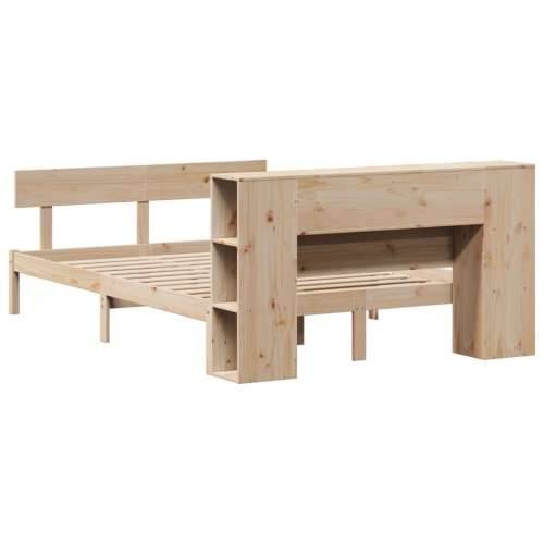 Krevet s regalom za knjige bez madraca 140x190 cm od borovine - Prirodna 140 x 190 cm Cijena