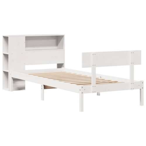 Krevet s regalom z knjige bez madraca bijeli 100x200cm borovina - Bijela 100 x 200 cm Cijena