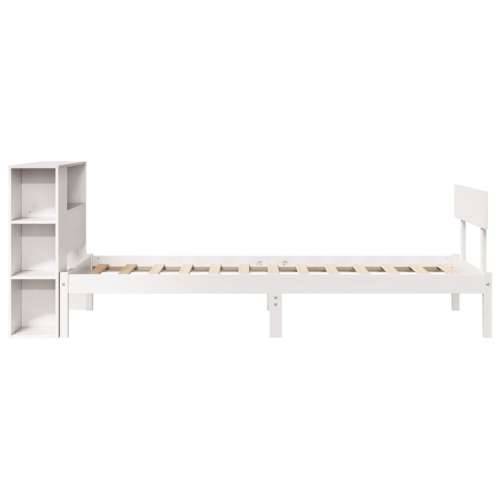 Krevet s regalom z knjige bez madraca bijeli 100x200cm borovina - Bijela 100 x 200 cm Cijena