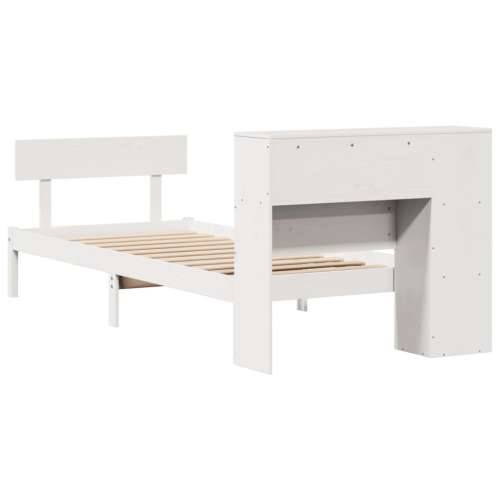 Krevet s regalom z knjige bez madraca bijeli 100x200cm borovina - Bijela 100 x 200 cm Cijena