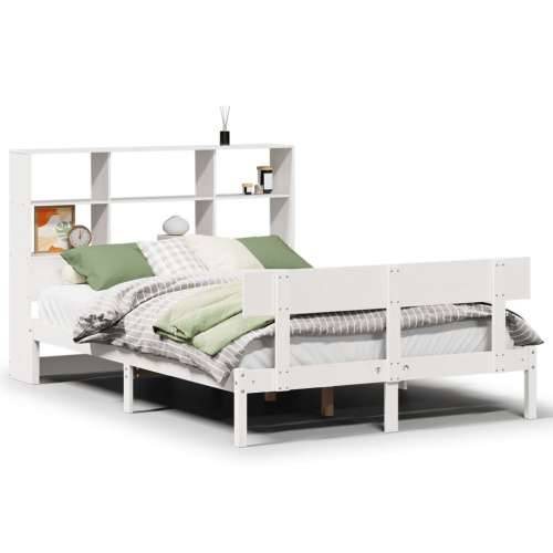 Krevet s regalom z knjige bez madraca bijeli 140x190cm borovina - Bijela 140 x 190 cm Cijena
