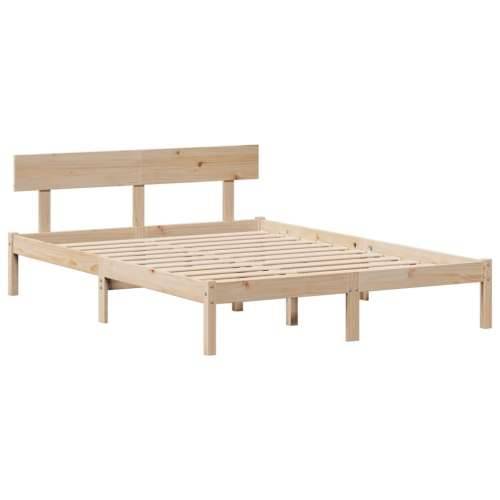 Krevet s regalom za knjige bez madraca 140x200 cm od borovine - Prirodna 140 x 200 cm Cijena