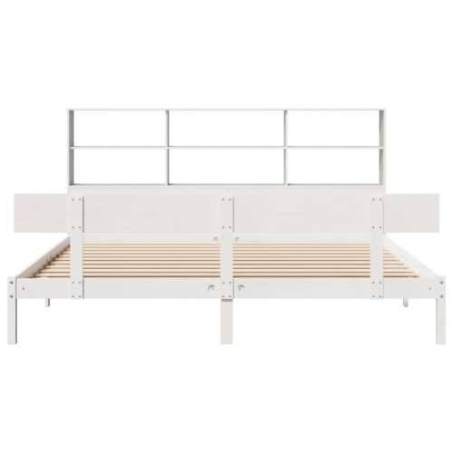 Krevet s regalom z knjige bez madraca bijeli 180x200cm borovina - Bijela 180 x 200 cm Cijena