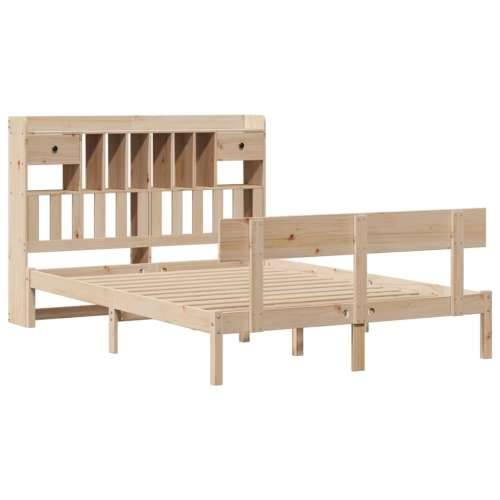 Krevet s regalom za knjige bez madraca 150 x 200 cm od borovine - Prirodna 150 x 200 cm Cijena