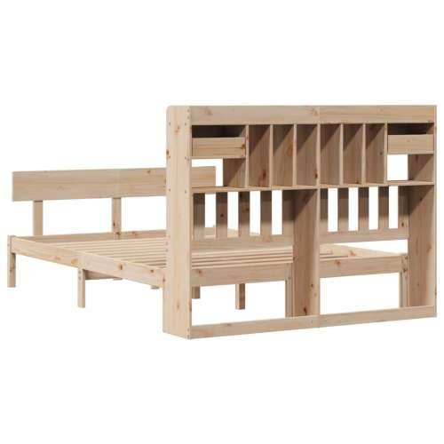 Krevet s regalom za knjige bez madraca 150 x 200 cm od borovine - Prirodna 150 x 200 cm Cijena
