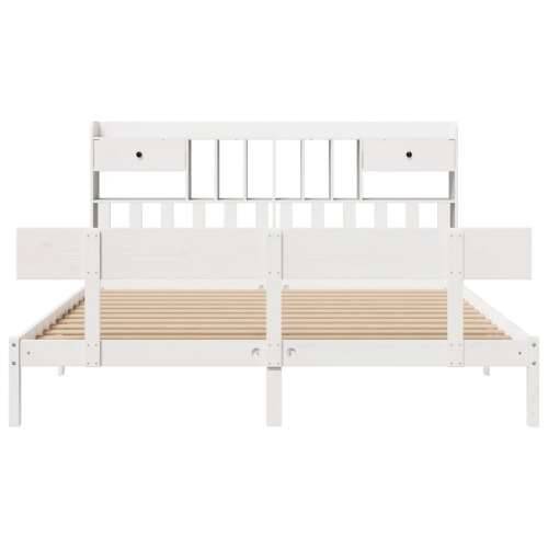 Krevet s regalom z knjige bez madraca bijeli 200x200cm borovina - Bijela 200 x 200 cm Cijena