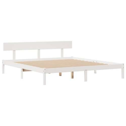 Krevet s regalom z knjige bez madraca bijeli 200x200cm borovina - Bijela 200 x 200 cm Cijena