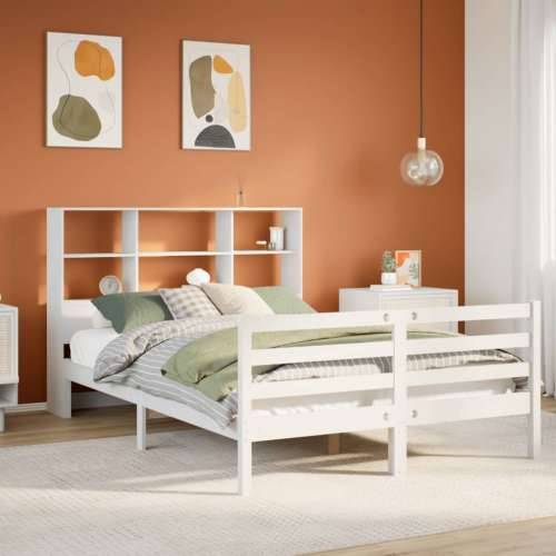 Krevet s regalom z knjige bez madraca bijeli 120x190cm borovina - Bijela 120 x 190 cm Cijena