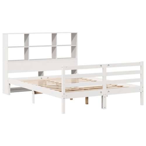 Krevet s regalom z knjige bez madraca bijeli 120x190cm borovina - Bijela 120 x 190 cm Cijena