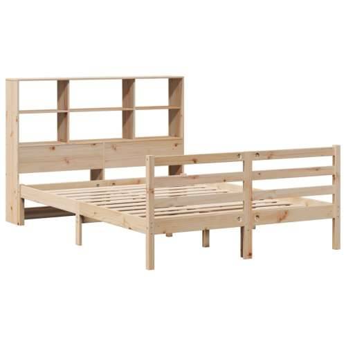Krevet s regalom za knjige bez madraca 120x200 cm od borovine - Prirodna 120 x 200 cm Cijena