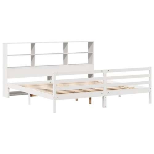 Krevet s regalom z knjige bez madraca bijeli 180x200cm borovina - Bijela 180 x 200 cm Cijena