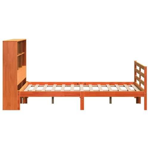 Krevet s regalom za knjige bez madraca 135x190 cm masivno drvo - Voštano smeđa 135 x 190 cm Cijena