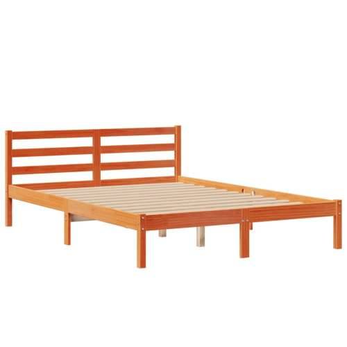 Krevet s regalom za knjige bez madraca 140 x 190 cm od borovine - Voštano smeđa 140 x 190 cm Cijena