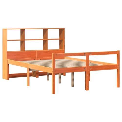 Krevet s regalom za knjige bez madraca 150x200 cm masivno drvo - Voštano smeđa 150 x 200 cm Cijena