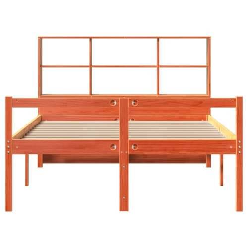 Krevet s regalom za knjige bez madraca 150x200 cm masivno drvo - Voštano smeđa 150 x 200 cm Cijena