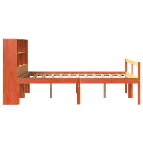 Krevet s regalom za knjige bez madraca 150x200 cm masivno drvo - Voštano smeđa 150 x 200 cm Cijena