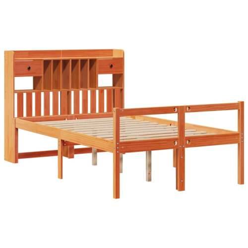 Krevet s regalom za knjige bez madraca 135 x 190 cm od borovine - Voštano smeđa 135 x 190 cm Cijena