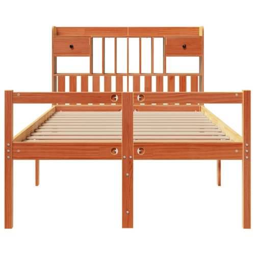 Krevet s regalom za knjige bez madraca 135 x 190 cm od borovine - Voštano smeđa 135 x 190 cm Cijena