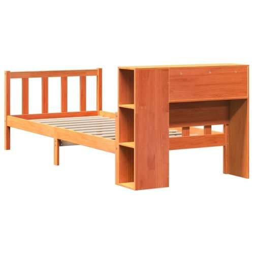 Krevet s regalom za knjige bez madraca 75 x 190 cm masivno drvo - Voštano smeđa 75 x 190 cm Cijena