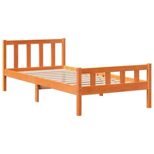 Krevet s regalom za knjige bez madraca 75 x 190 cm masivno drvo - Voštano smeđa 75 x 190 cm Cijena