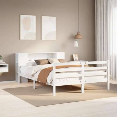 Krevet s regalom z knjige bez madraca bijeli 135x190cm borovina - Bijela 135 x 190 cm Cijena