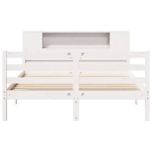 Krevet s regalom z knjige bez madraca bijeli 135x190cm borovina - Bijela 135 x 190 cm Cijena