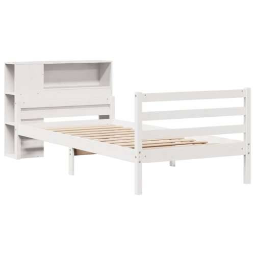 Krevet s regalom z knjige bez madraca bijeli 100x200cm borovina - Bijela 100 x 200 cm Cijena