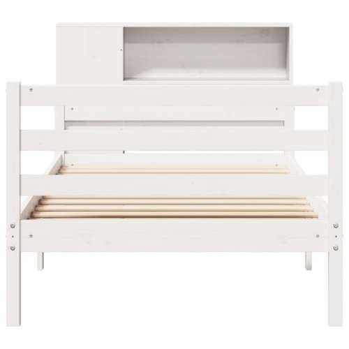 Krevet s regalom z knjige bez madraca bijeli 100x200cm borovina - Bijela 100 x 200 cm Cijena