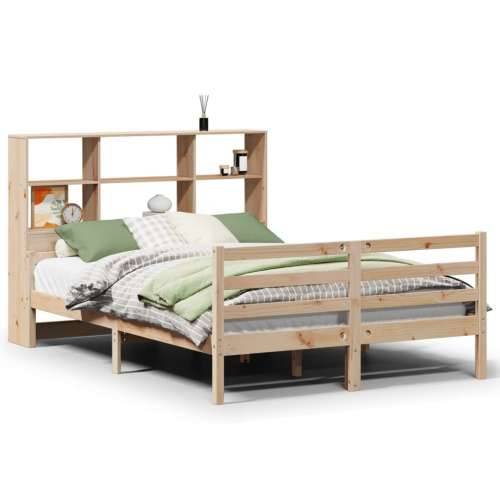 Krevet s regalom za knjige bez madraca 140x190 cm od borovine - Prirodna 140 x 190 cm Cijena