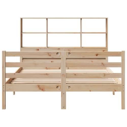 Krevet s regalom za knjige bez madraca 140x190 cm od borovine - Prirodna 140 x 190 cm Cijena