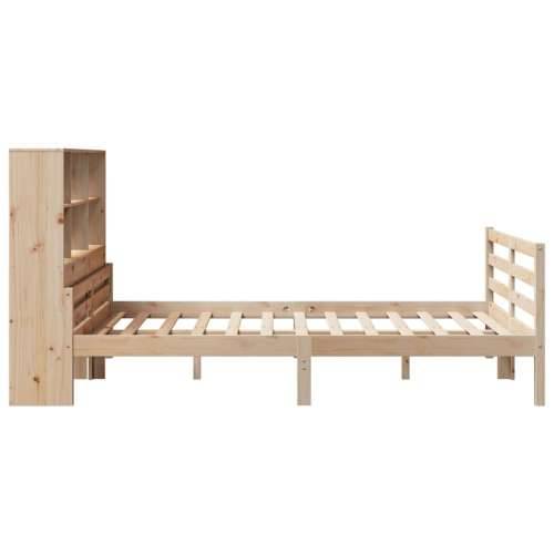 Krevet s regalom za knjige bez madraca 140x190 cm od borovine - Prirodna 140 x 190 cm Cijena