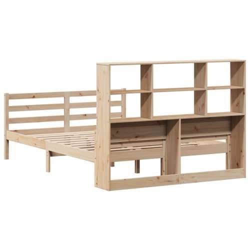 Krevet s regalom za knjige bez madraca 140x190 cm od borovine - Prirodna 140 x 190 cm Cijena