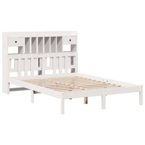Krevet s regalom z knjige bez madraca bijeli 150x200cm borovina - Bijela 150 x 200 cm Cijena
