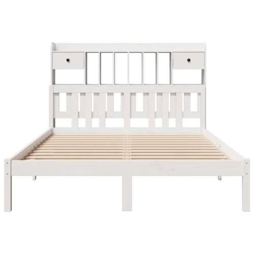 Krevet s regalom z knjige bez madraca bijeli 150x200cm borovina - Bijela 150 x 200 cm Cijena