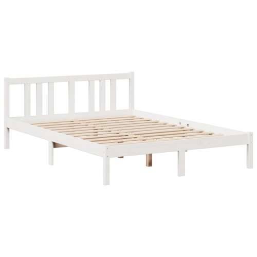 Krevet s regalom z knjige bez madraca bijeli 150x200cm borovina - Bijela 150 x 200 cm Cijena