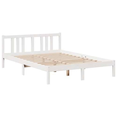 Krevet s regalom z knjige bez madraca bijeli 160x200cm borovina - Bijela 160 x 200 cm Cijena