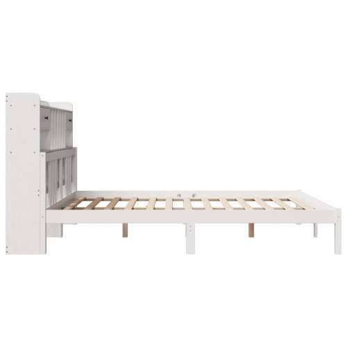 Krevet s regalom z knjige bez madraca bijeli 200x200cm borovina - Bijela 200 x 200 cm Cijena