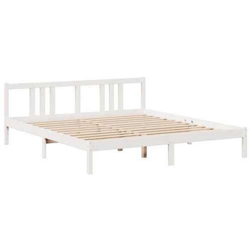 Krevet s regalom z knjige bez madraca bijeli 200x200cm borovina - Bijela 200 x 200 cm Cijena
