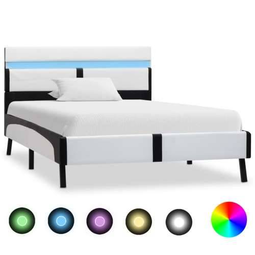 Okvir za krevet od umjetne kože LED bijelo-crni 90 x 200 cm - Bijela i crna 90 x 200 cm Cijena
