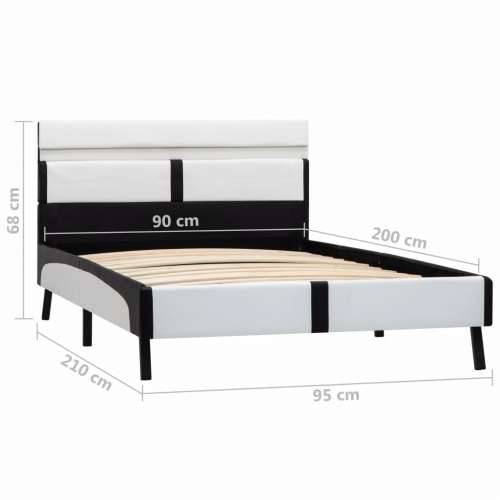 Okvir za krevet od umjetne kože LED bijelo-crni 90 x 200 cm - Bijela i crna 90 x 200 cm Cijena