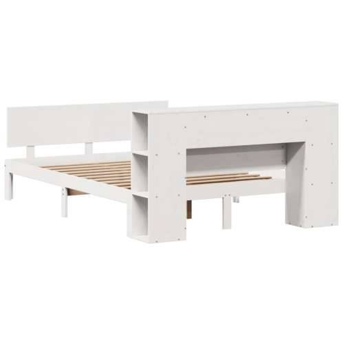Krevet s regalom z knjige bez madraca bijeli 140x190cm borovina - Bijela 140 x 190 cm Cijena