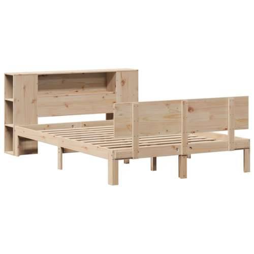 Krevet s regalom za knjige bez madraca 150 x 200 cm od borovine - Prirodna 150 x 200 cm Cijena
