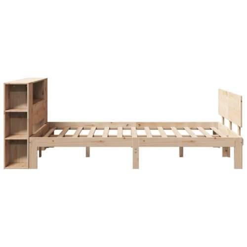 Krevet s regalom za knjige bez madraca 150 x 200 cm od borovine - Prirodna 150 x 200 cm Cijena