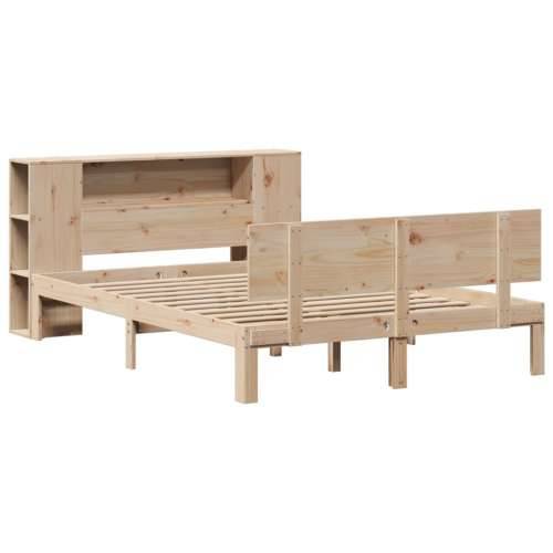 Krevet s regalom za knjige bez madraca 160x200 cm od borovine - Prirodna 160 x 200 cm Cijena