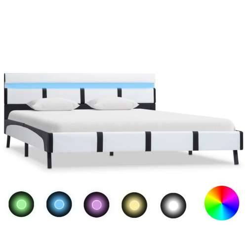 Okvir za krevet od umjetne kože LED bijeli 140 x 200 cm - Bijela i crna 140 x 200 cm Cijena
